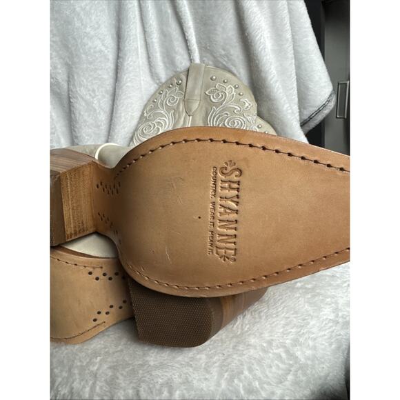 Shyanne Denisse Leather Western Boot Embroidery Snip Toe Cream 10B NWOB *READ* - Picture 5 of 11